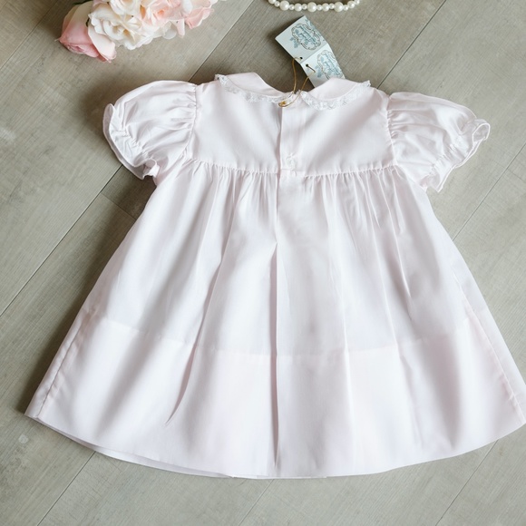 Pink Dress Smocked Heirloom Feltman Brothers Vintage Lace Collar 6 Months NWT - Picture 6 of 6